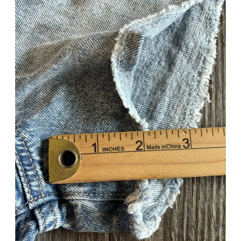Gap Girls High Rise Adjustable Waist Denim Shorts Distressed Frayed Hem Size 14